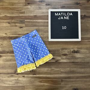 NEW Matilda Jane The Adventure Begins Day Camp Blue Yellow Polka Dot Shorties 10